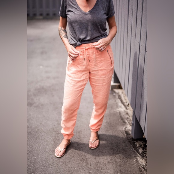 NWT- Athleta Womens Cabo Linen Jogger Cactus Peach-14 - Picture 3 of 7